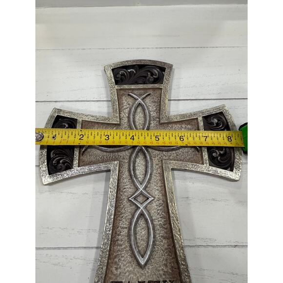 Faith Wall Cross Rustic Metal Look Christian Decor Religious Plaque 12” - Picture 4 of 10